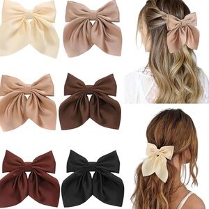 NWT 6Pcs Hair, Bow Clips, Silky Satin Hair Bows